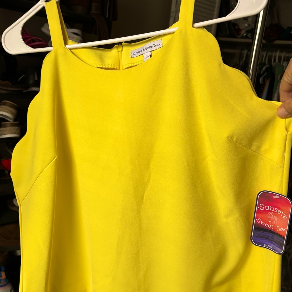 Yellow scalloped dress. Never worn with tags.